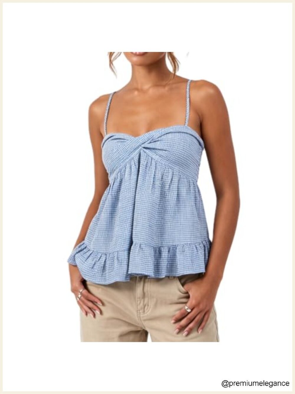 Y2K Plaid Babydoll Tank Top Spaghetti Strap Ruffle Cami